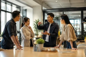 Đội ngũ doanh nghiệp Việt Nam quan sát hoạt động vận hành website trong bối cảnh chuẩn bị cho thời điểm có nhiều khách truy cập, thể hiện việc phân tích nhu cầu hiệu suất từ góc nh